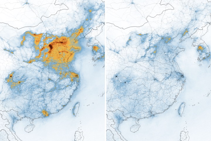 Airborne Nitrogen Dioxide Plummets Over China