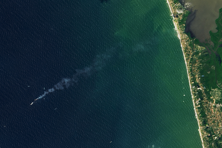 Satellite Observes Ship Fire Off Sri Lanka