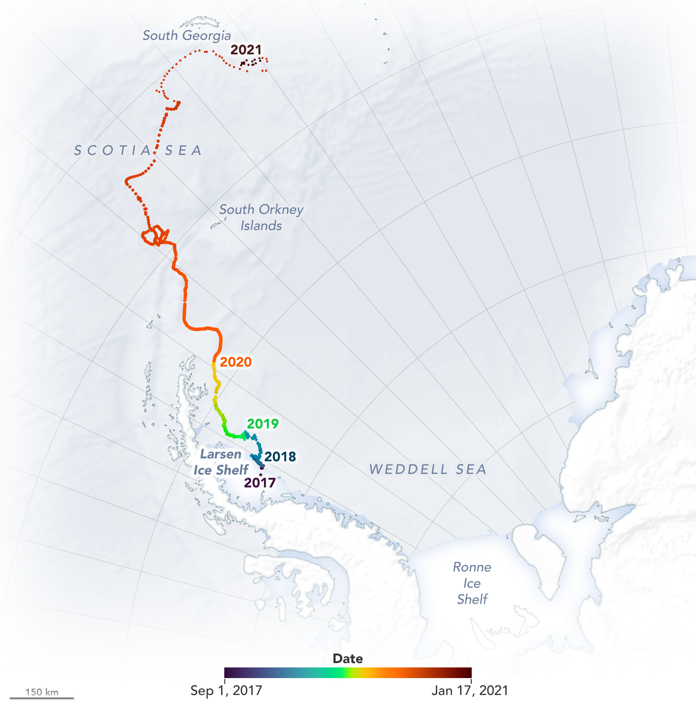 Tracking the Demise of a Giant Antarctic Iceberg - related image preview