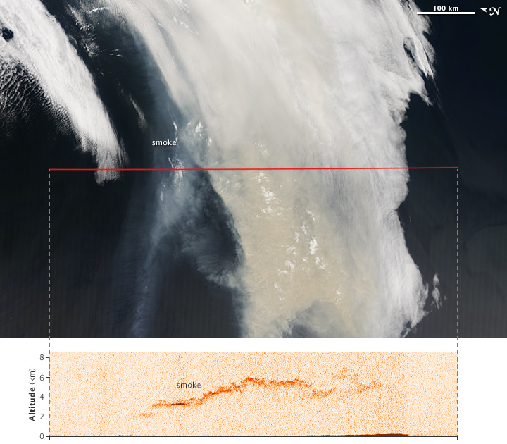 A Vertical View of Wildfire Smoke as it Heads to Sea  - related image preview